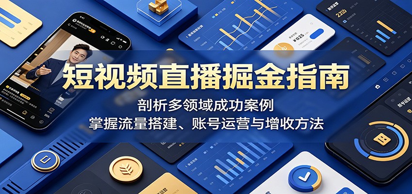短视频直播掘金指南：剖析多领域成功案例，掌握流量搭建、账号运营与增收方法-才疏云网创
