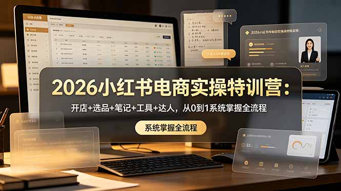 2026小红书电商实操特训营:开店+选品+笔记+工具+达人,从0到1系统掌握全流程-才疏云网创