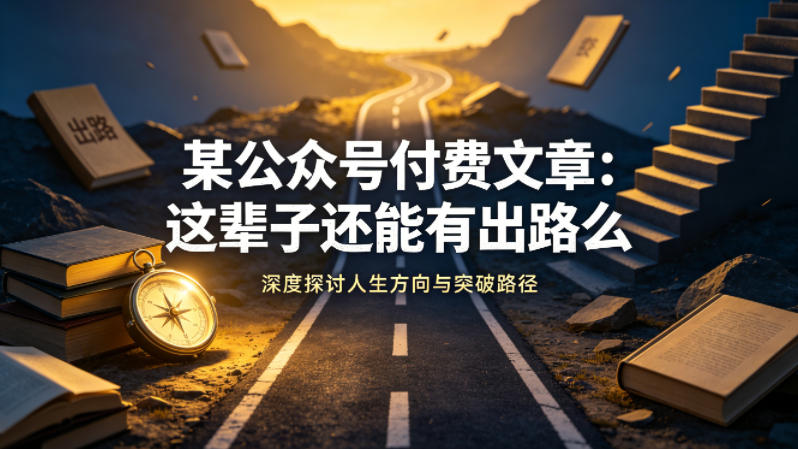 某公众号付费文章：这辈子还能有出路么-才疏云网创