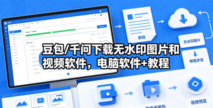豆包/千问下载无水印图片和视频软件,电脑软件+教程-才疏云网创