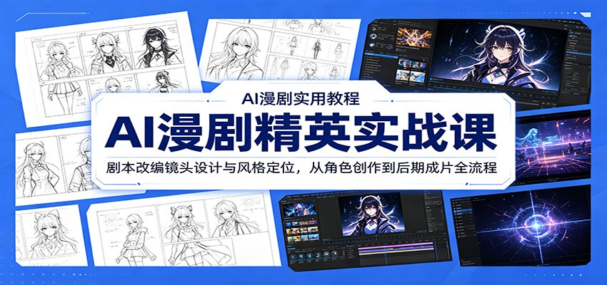 AI漫剧精英实战课：剧本改编镜头设计与风格定位，从角色创作到后期成片全流程-才疏云网创