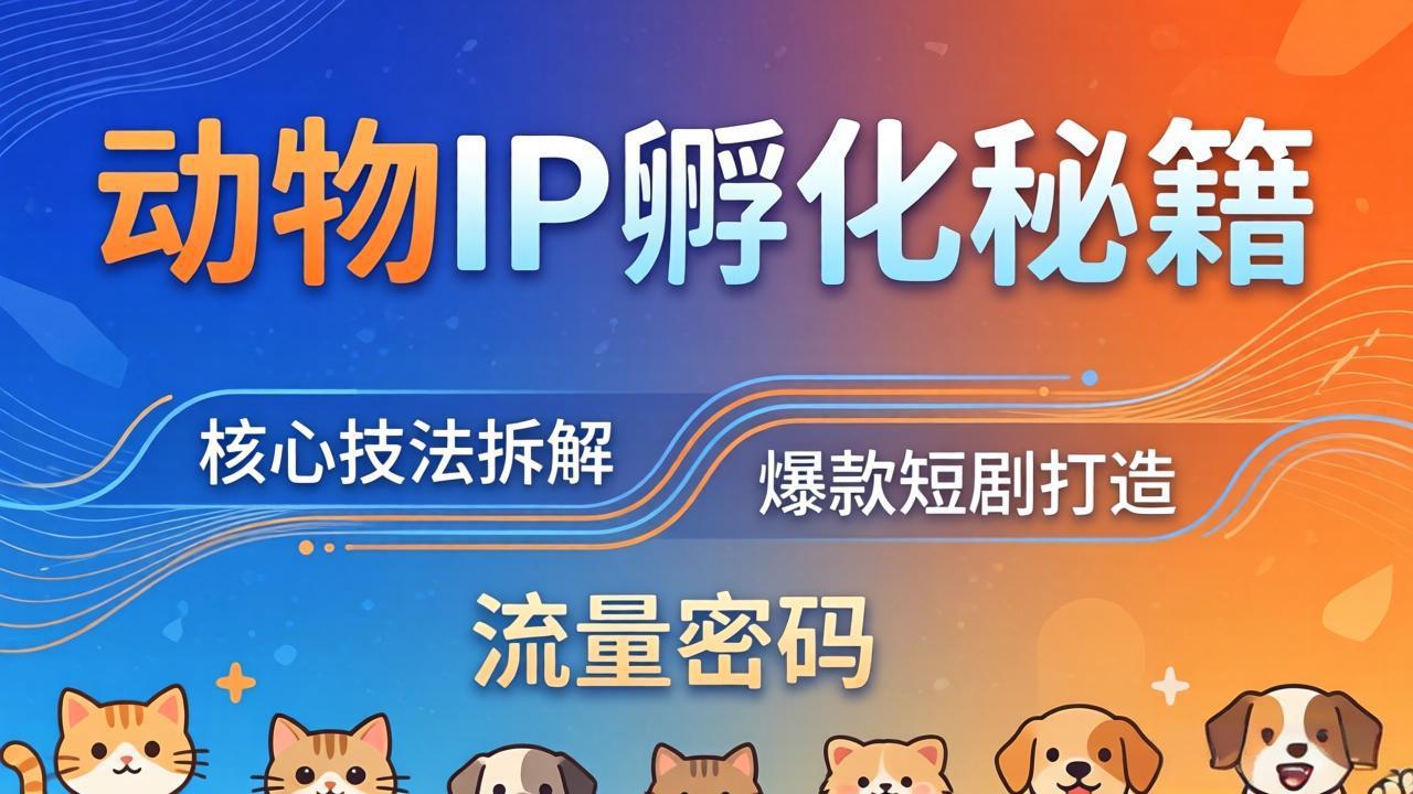 动物IP孵化全套秘籍，三大核心技法拆解，打造爆款萌宠短剧，轻松拿捏赛道流量密码-才疏云网创