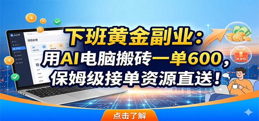 下班黄金副业:用AI电脑搬砖一单600,保姆级接单资源直送!-才疏云网创