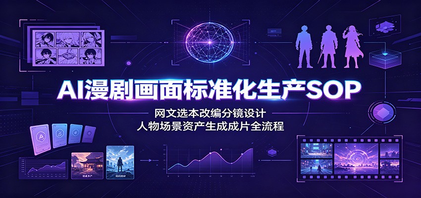 AI漫剧画面标准化生产SOP：网文选本改编分镜设计，人物场景资产生成成片全流程-才疏云网创