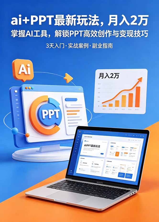 ai+PPT最新玩法,月入2万掌握AI工具,解锁PPT高效创作与变现技巧3天入门,实战案例·副业指南-才疏云网创