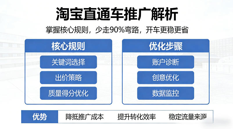 淘宝直通车推广解析，掌握核心规则，少走90%弯路，开车更稳更省-才疏云网创
