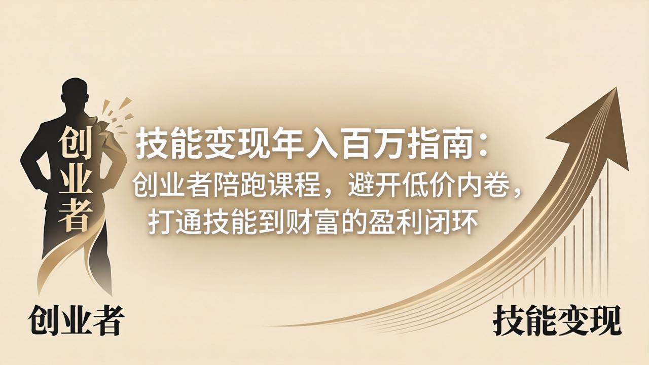 技能变现年入百万指南：创业者陪跑课程，避开低价内卷，打通技能到财富的盈利闭环-才疏云网创