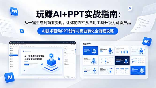 玩赚AI+PPT实战指南-更新5月13：从一键生成到商业变现，让你的PPT从自用工具升级为可卖产品-才疏云网创