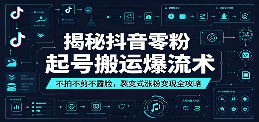 揭秘抖音零粉起号搬运爆流术：不拍不剪不露脸，裂变式涨粉变现全攻略-才疏云网创