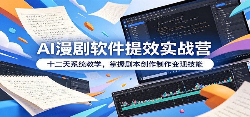AI漫剧软件提效实战营:十二天系统教学,掌握剧本创作制作变现技能-才疏云网创