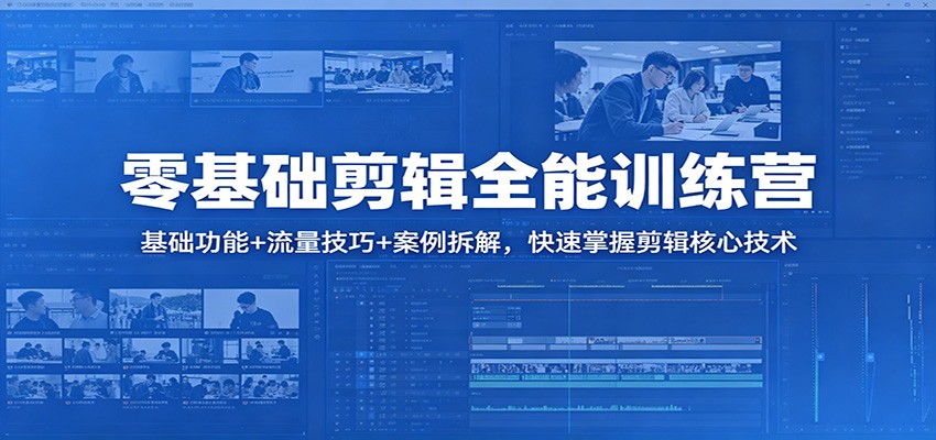 零基础剪辑全能训练营：基础功能+流量技巧+案例拆解，快速掌握剪辑核心技术-才疏云网创