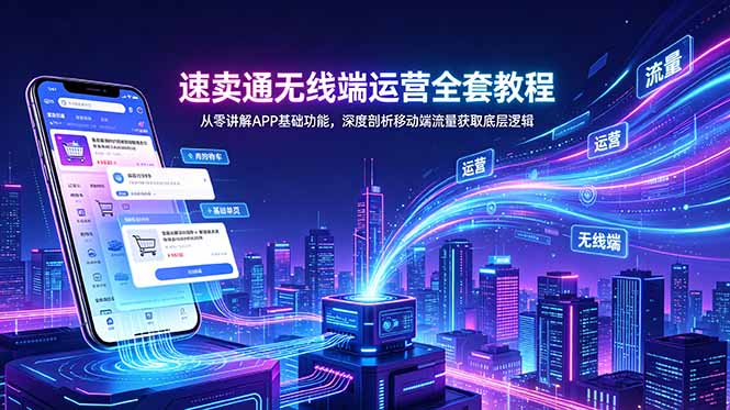 速卖通无线端运营全套教程，从零讲解APP基础功能，深度剖析移动端流量获取底层逻辑-才疏云网创