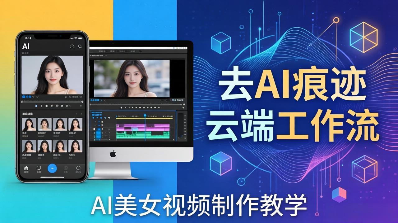 AI美女视频制作教学：去AI痕迹，云端工作流出图，手机电脑均可，不需要配置-才疏云网创