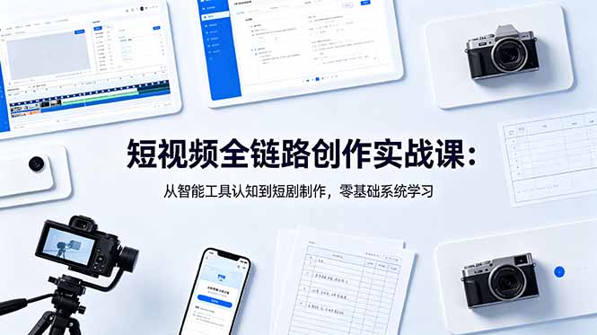 短视频全链路创作实战课：从智能工具认知到短剧制作，零基础系统学习-才疏云网创