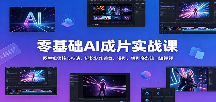 零基础AI成片实战课：图生视频核心技法，轻松制作跳舞、漫剧、短剧多款热门短视频-才疏云网创
