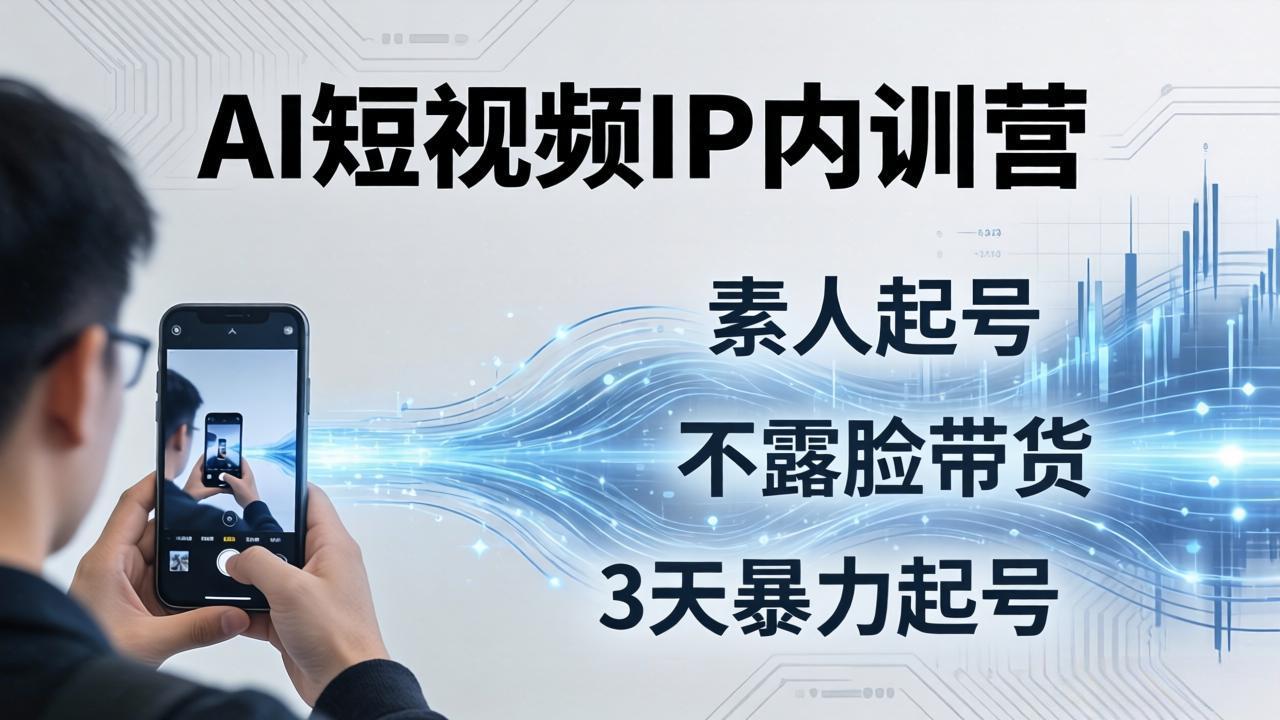 2026AI短视频IP内训营：从素人起号到不露脸带货，3天暴力起号全流程拆解-才疏云网创