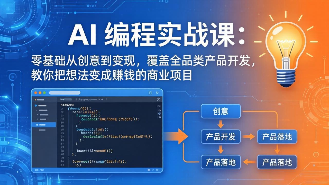 AI编程实战课-第三期-5月更新：零基础从创意到变现，覆盖全品类产品开发，把想法变成赚钱项目-才疏云网创