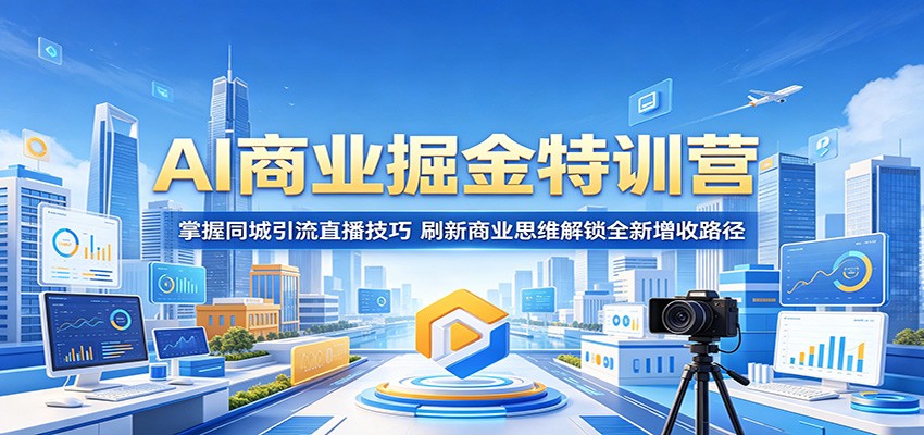 AI商业掘金特训营：掌握同城引流直播技巧，刷新商业思维解锁全新增收路径-才疏云网创