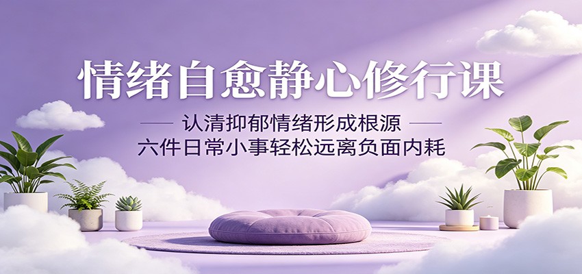 情绪自愈静心修行课：认清抑郁情绪形成根源，六件日常小事轻松远离负面内耗-才疏云网创