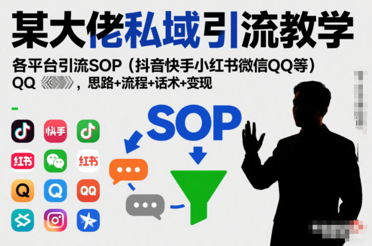 某大佬私域引流教学，各平台引流SOP(抖音快手小红书微信QQ等)，思路+流程+话术+变现(更新0708)-才疏云网创