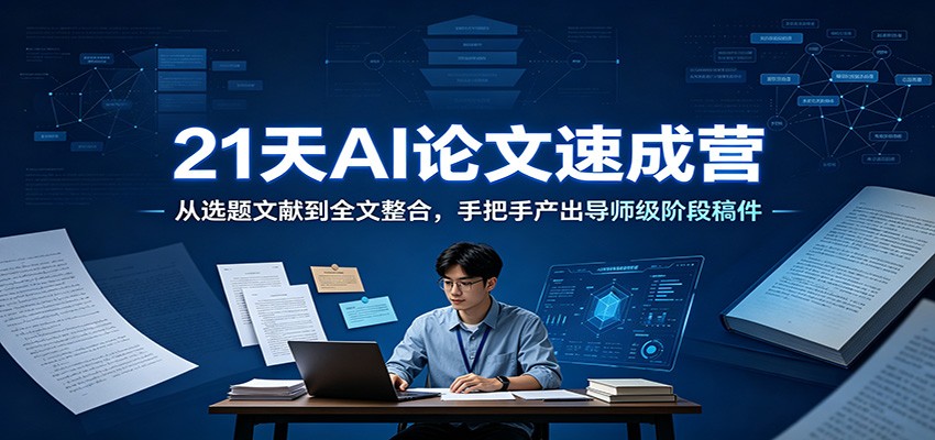 21天AI论文速成营：从选题文献到全文整合，手把手产出导师级阶段稿件-才疏云网创