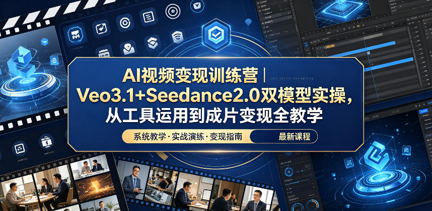 AI视频变现训练营｜Veo3.1+Seedance2.0双模型实操，从工具运用到成片变现全教学-才疏云网创