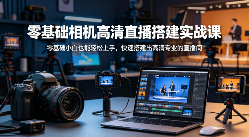 零基础相机高清直播间搭建实战课，小白也能轻松上手，快速搭建出高清专业的直播间-才疏云网创