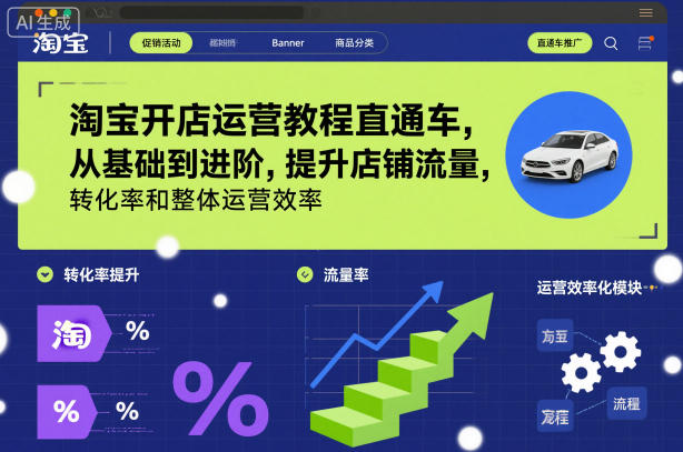淘宝开店运营教程直通车，从基础到进阶，提升店铺流量，转化率和整体运营效率(更新26年3月)-才疏云网创
