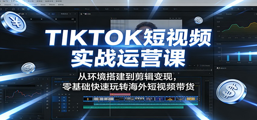 TIKTOK短视频实战运营课：从环境搭建到剪辑变现，零基础快速玩转海外短视频带货-才疏云网创