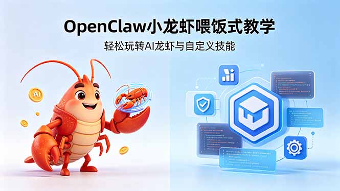 不用懂技术！OpenClaw小龙虾喂饭式教学，轻松玩转AI龙虾与自定义技能-才疏云网创