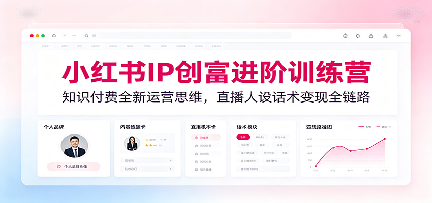 小红书IP创富进阶训练营：知识付费全新运营思维，直播人设话术变现全链路-才疏云网创