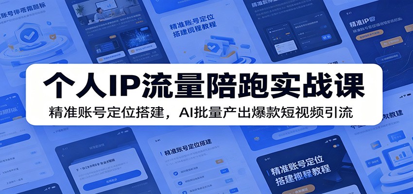 个人IP流量陪跑实战课：精准账号定位搭建，AI批量产出爆款短视频引流-才疏云网创