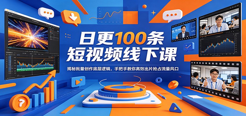 日更100条短视频线下课：揭秘批量创作底层逻辑，手把手教你高效出片抢占流量风口-才疏云网创