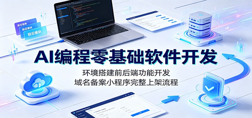 AI编程零基础软件开发:环境搭建前后端功能开发,域名备案小程序完整上架流程-才疏云网创