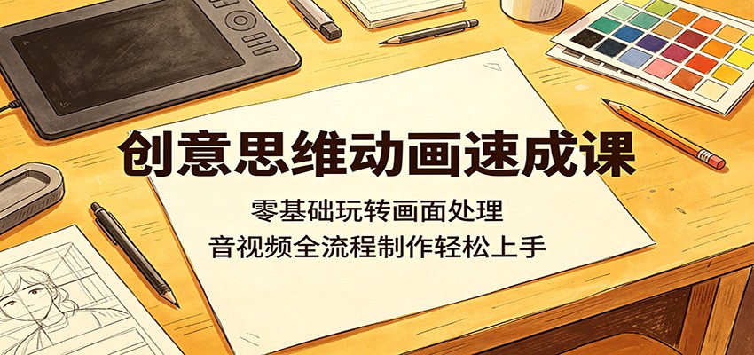 创意思维动画速成课：零基础玩转画面处理，音视频全流程制作轻松上手-才疏云网创
