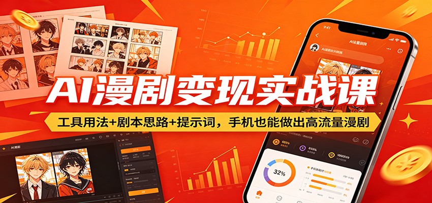 AI漫剧变现实战课：工具用法+剧本思路+提示词，手机也能做出高流量漫剧-才疏云网创