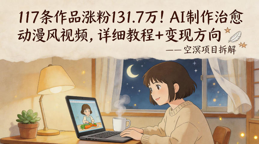 117条作品涨粉131.7W!AI制作治愈动漫风视频,详细教程+变现方向-才疏云网创