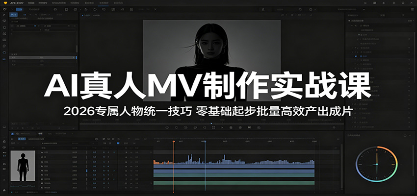 AI真人MV制作实战课:2026专属人物统一技巧,零基础起步批量高效产出成片-才疏云网创