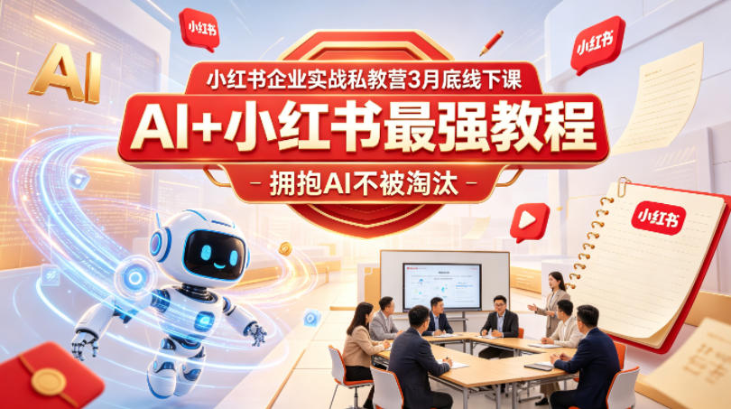 小红书企业实战私教营3月底线下课，AI+小红书最强教程，拥抱AI不被淘汰-才疏云网创