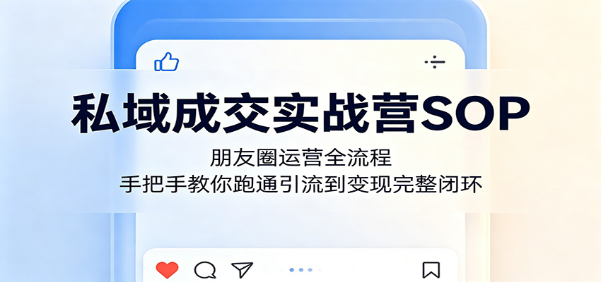 私域成交实战营SOP：朋友圈运营全流程，手把手教你跑通引流到变现完整闭环-才疏云网创