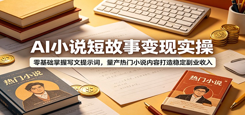 AI小说短故事变现实操：零基础掌握写文提示词，量产热门小说内容打造稳定副业收入-才疏云网创
