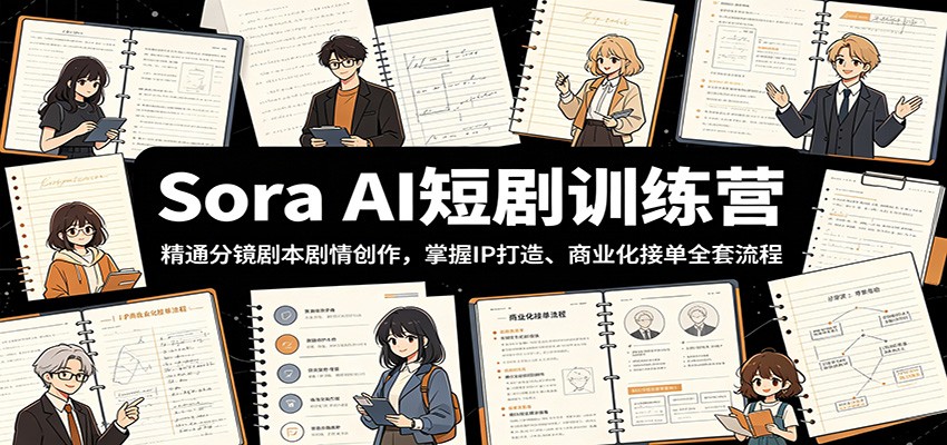 Sora AI短剧训练营：精通分镜剧本剧情创作，掌握IP打造、商业化接单全套流程-才疏云网创