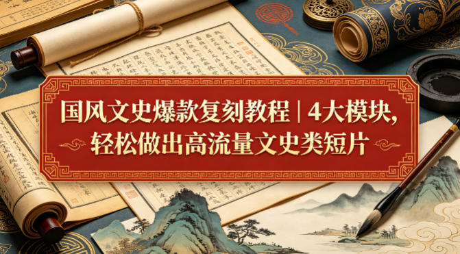 国风文史爆款复刻教程｜4大模块，轻松做出高流量文史类短片-才疏云网创