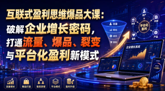 互联式盈利思维爆品大课：破解企业增长密码，打通流量、爆品、裂变与平台化盈利新模式-才疏云网创