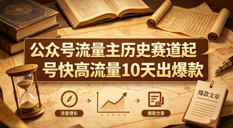 公众号流量主之历史赛道,起号快+高流量,10天就能出爆款!-才疏云网创