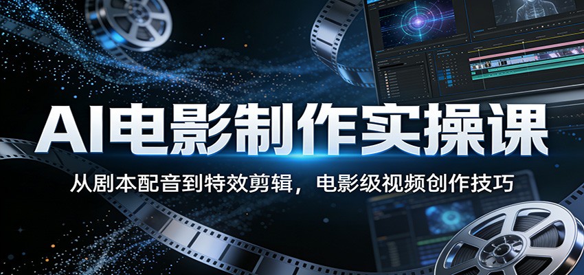 AI电影制作实操课：从剧本配音到特效剪辑，电影级视频创作技巧-才疏云网创