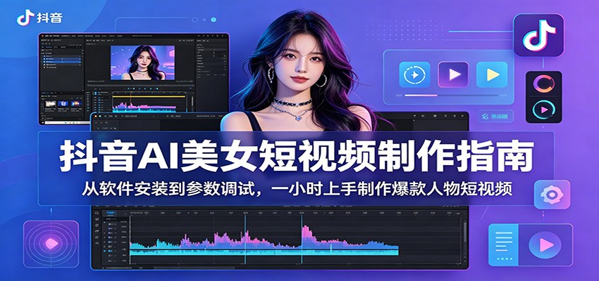 抖音AI美女短视频制作指南：从软件安装到参数调试，一小时上手制作爆款人物短视频-才疏云网创