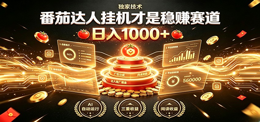 别再瞎找副业！番茄达人挂机才是稳赚赛道 日入1000+-才疏云网创