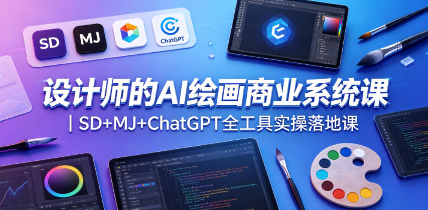 设计师的AI绘画商业系统课｜SD+MJ+ChatGPT全工具实操落地课-才疏云网创