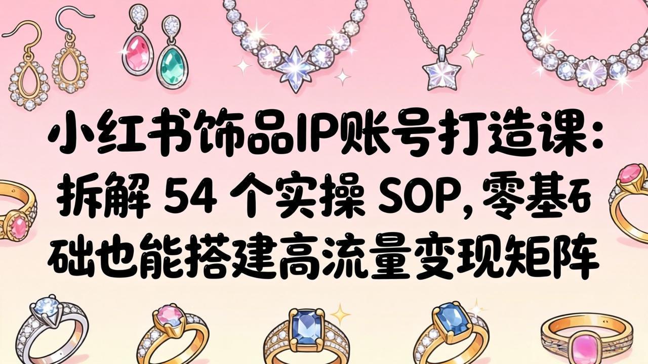 小红书饰品IP账号打造课：拆解 54 个实操 SOP，零基础也能搭建高流量变现矩阵-才疏云网创